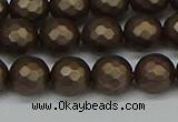 CSB1923 15.5 inches 10mm faceted round matte shell pearl beads