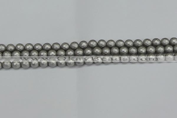 CSB1951 15.5 inches 6mm faceted round matte shell pearl beads