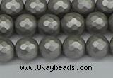 CSB1952 15.5 inches 8mm faceted round matte shell pearl beads