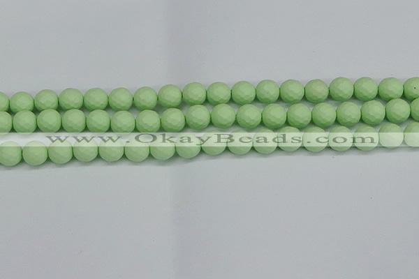 CSB1992 15.5 inches 8mm faceted round matte shell pearl beads