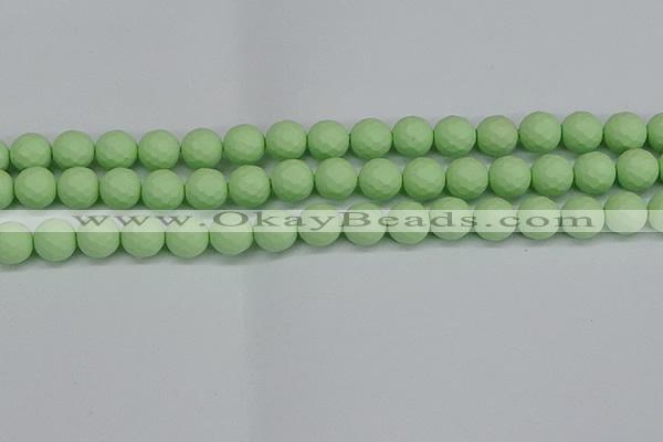 CSB1993 15.5 inches 10mm faceted round matte shell pearl beads