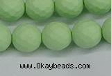 CSB1994 15.5 inches 12mm faceted round matte shell pearl beads