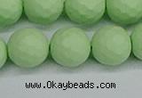 CSB1995 15.5 inches 14mm faceted round matte shell pearl beads