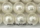 CSB2202 15.5 inches 8mm round wrinkled shell pearl beads wholesale