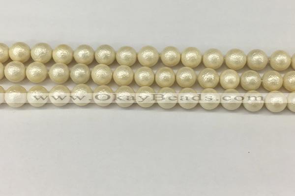 CSB2212 15.5 inches 8mm round wrinkled shell pearl beads wholesale