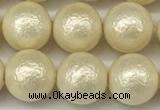 CSB2213 15.5 inches 10mm round wrinkled shell pearl beads wholesale