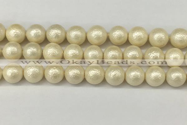 CSB2215 15.5 inches 14mm round wrinkled shell pearl beads wholesale