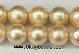 CSB2222 15.5 inches 8mm round wrinkled shell pearl beads wholesale