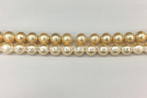 CSB2223 15.5 inches 10mm round wrinkled shell pearl beads wholesale