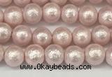 CSB2230 15.5 inches 4mm round wrinkled shell pearl beads wholesale