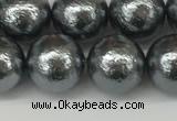 CSB2293 15.5 inches 10mm round wrinkled shell pearl beads wholesale