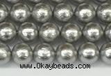 CSB2300 15.5 inches 4mm round wrinkled shell pearl beads wholesale