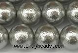 CSB2303 15.5 inches 10mm round wrinkled shell pearl beads wholesale