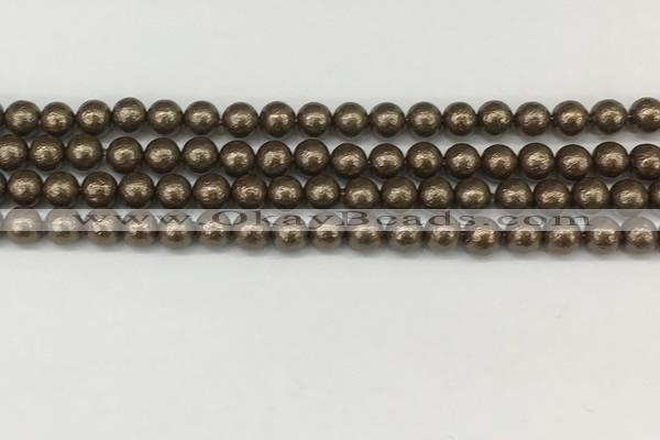 CSB2310 15.5 inches 4mm round wrinkled shell pearl beads wholesale