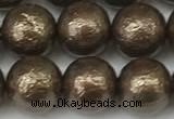 CSB2313 15.5 inches 10mm round wrinkled shell pearl beads wholesale