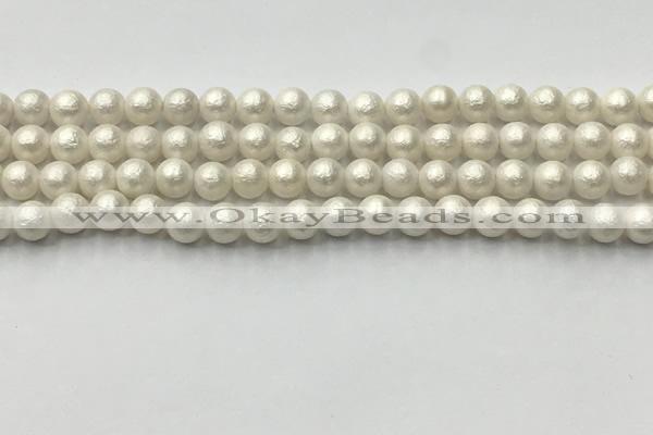 CSB2361 15.5 inches 6mm round matte wrinkled shell pearl beads