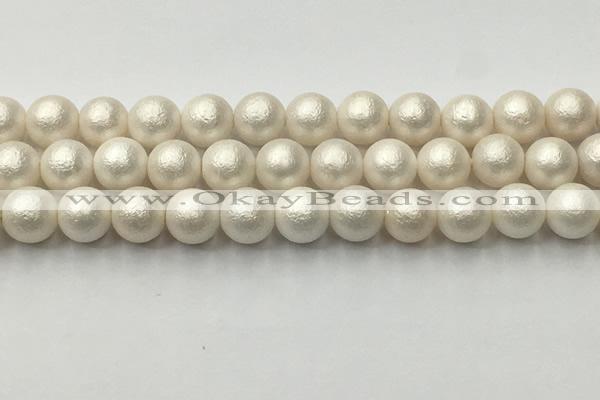 CSB2363 15.5 inches 10mm round matte wrinkled shell pearl beads