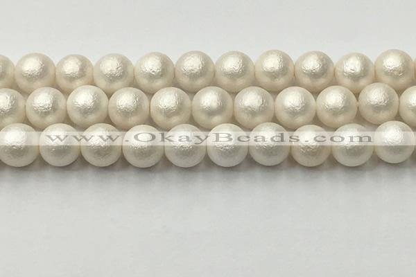 CSB2364 15.5 inches 12mm round matte wrinkled shell pearl beads