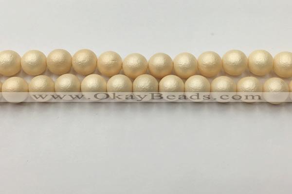 CSB2394 15.5 inches 12mm round matte wrinkled shell pearl beads