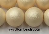 CSB2396 15.5 inches 16mm round matte wrinkled shell pearl beads