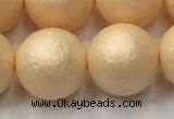 CSB2405 15.5 inches 14mm round matte wrinkled shell pearl beads