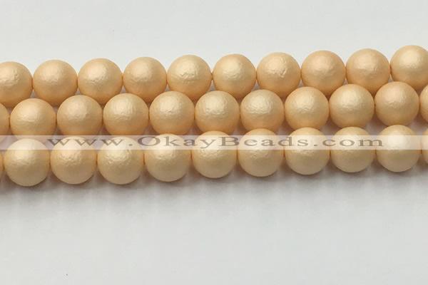 CSB2405 15.5 inches 14mm round matte wrinkled shell pearl beads