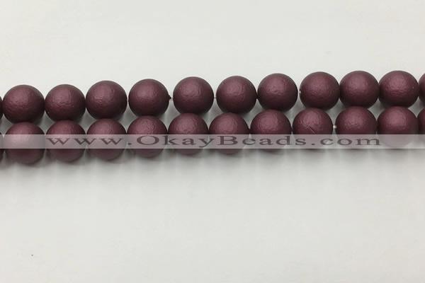 CSB2455 15.5 inches 14mm round matte wrinkled shell pearl beads