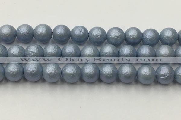 CSB2476 15.5 inches 16mm round matte wrinkled shell pearl beads