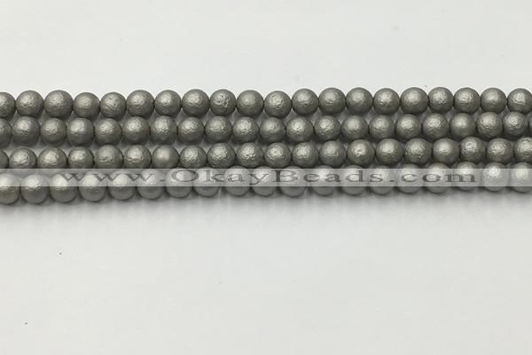 CSB2490 15.5 inches 4mm round matte wrinkled shell pearl beads