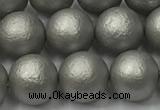 CSB2493 15.5 inches 10mm round matte wrinkled shell pearl beads