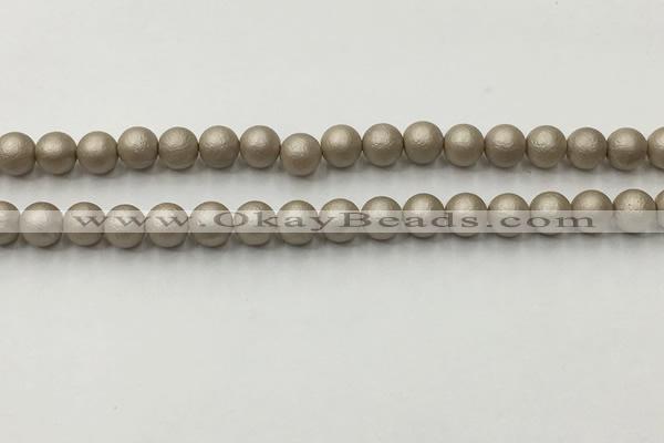 CSB2500 15.5 inches 4mm round matte wrinkled shell pearl beads