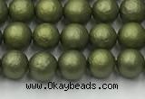 CSB2520 15.5 inches 4mm round matte wrinkled shell pearl beads