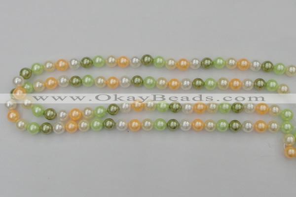 CSB307 15.5 inches 8mm round mixed color shell pearl beads