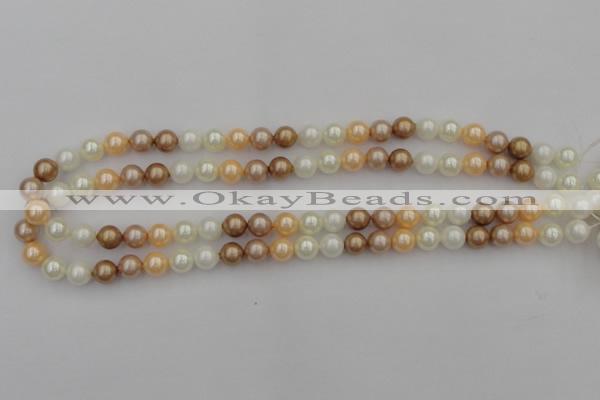 CSB308 15.5 inches 8mm round mixed color shell pearl beads