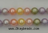 CSB309 15.5 inches 8mm round mixed color shell pearl beads