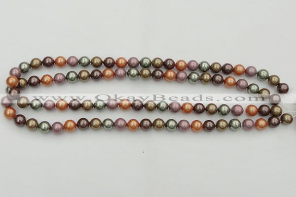 CSB312 15.5 inches 8mm round mixed color shell pearl beads