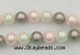 CSB313 15.5 inches 8mm round mixed color shell pearl beads