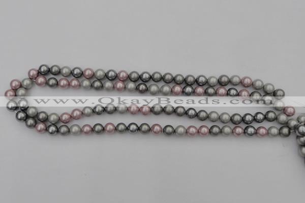 CSB315 15.5 inches 8mm round mixed color shell pearl beads