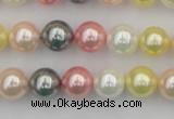 CSB323 15.5 inches 10mm round mixed color shell pearl beads