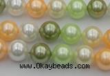 CSB328 15.5 inches 10mm round mixed color shell pearl beads