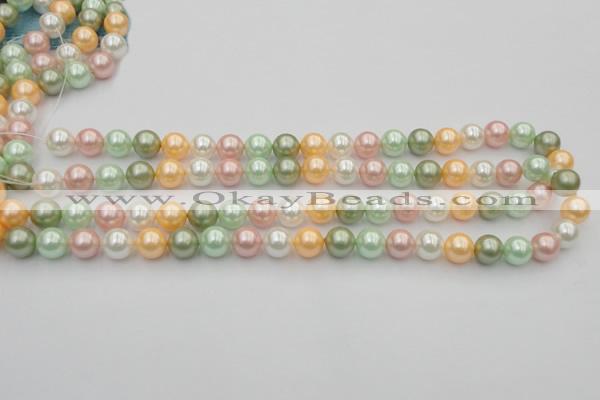 CSB329 15.5 inches 10mm round mixed color shell pearl beads