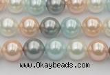 CSB336 15.5 inches 10mm round mixed color shell pearl beads