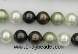 CSB337 15.5 inches 10mm round mixed color shell pearl beads