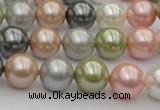 CSB357 15.5 inches 12mm round mixed color shell pearl beads