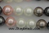 CSB358 15.5 inches 12mm round mixed color shell pearl beads