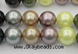 CSB364 15.5 inches 12mm round mixed color shell pearl beads