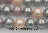 CSB365 15.5 inches 12mm round mixed color shell pearl beads