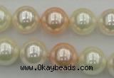 CSB370 15.5 inches 14mm round mixed color shell pearl beads