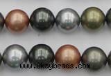 CSB382 15.5 inches 14mm round mixed color shell pearl beads