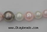 CSB406 15.5 inches 8mm - 16mm round mixed color shell pearl beads